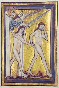 Adam og Eva forvist fra Paradiset, fra en bog med bibelbilleder, ca. 1250